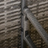 Outsunny 6pcs Outdoor Rattan Sofa Set Garden Wicker Sectional Couch Furniture Set with Dining Table and Chair Dark Grey(m-11)