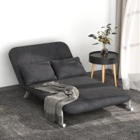 HOMCOM Convertible Sofa Bed Sleeper Chair, 5 Position Adjustable Backrest, Armchair Sleeper with Pillows, Leisure Chaise Lounge Couch, Gray(m-2)