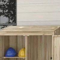 Outsunny Wooden Garden Shed Tool Storage, Garden Shed with Double Magnet Doors, Tilted Roof, 47.25"  x 22.5" x 72'', Natural(m-8)