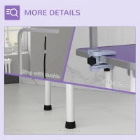PawHut Foldable Pet Grooming Table for Dogs Cats with Adjustable Arm, Non-slip Surface, Purple(m-9)