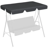 Outsunny 2/3 Seater Swing Canopy Replacement, Outdoor Swing Seat Top Cover, UV50+ Sun Shade (Canopy Only), Black(m-2)