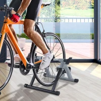 Soozier Foldable Indoor Bike Trainer, Stationary Bicycle Stand for Indoor Cycling Riding Exercise, 26-28" & 700C Wheels, Silver(m-8)