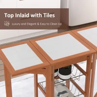 HOMCOM 37" Modern Wooden Kitchen Island with Drop Leaf, Rolling Cart With Basket Storage(m-4)