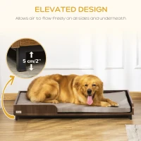 PawHut Elevated Dog Bed Frame, Furniture Style Pet Sofa, Modern Portable Cat Lounge, with Soft Cushion, Washable Cover, Steel Legs, for Large Dog, Brown(m-5)