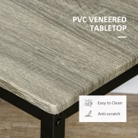 HOMCOM Industrial Dining Table Set of 3, Square Kitchen Table with 2 Chairs Steel Frame Footrest for Small Space, Grey(m-6)