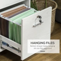 Vinsetto Lateral Filing Cabinet with Wheels, Locking File Cabinet, Mobile Printer Stand with Open Shelves and Drawers for A4 Size Documents, White(m-5)