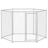 PawHut 9.2' x 8' x 5.6' Dog Kennel Outdoor for Medium and Large-Sized Dogs with Lockable Door, Silver(m-11)