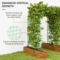 Outsunny Arched Garden Trellis, 8 FT Tall Metal Plant Trellis Support with Trellis Netting for Climbing Plants(m-5)