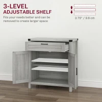 HOMCOM Modern Farmhouse Sideboard with Storage, Buffet Cabinet with 2 Barn Doors and Drawer for Dining Room, Gray(m-5)