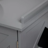 PawHut Wide & Large Cat Litter Box Furniture Hidden Farmhouse Table with Magnetic Doors, Big Covered Kitty Litter Box Enclosure Cabinet with Shelves, Pet Furniture Cat Gift Side Table, Gray(m-9)