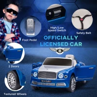 Aosom Bentley Mulsanne 12V Ride on Car, Battery Powered Car with Remote Control, Suspension, Startup Sound, LED Lights, MP3, Horn, Music, Forward and Backward, 2 Motors, Blue(m-7)