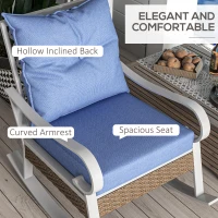 Outsunny Outdoor Rocker, Porch Rocking Chair with Soft Cushion, Rattan Decoration for Garden, Patio, Balcony, Lawn, Light Blue(m-5)