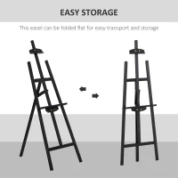 HOMCOM 55" Pine Wood Painting Easel Stand, Adjustable Folding Art Easel, Tilts up to 75° for Adults, Begginners and Students, Black(m-4)