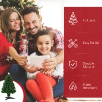 HOMCOM 2.5FT Prelit Artificial Tabletop Christmas Tree with Fibre Optics Holiday Home Xmas Decoration for Table and Desk Geen(m-4)