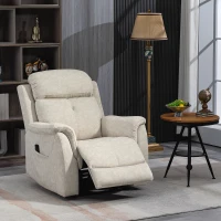 HOMCOM Manual Recliner Chair with Vibration Massage, Reclining Chair for Living Room with Side Pockets, Beige(m-8)