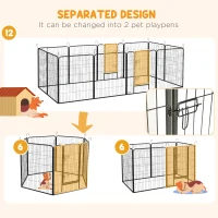 PawHut Dog Pen with Gate, 12 Panels Puppy Playpen, Dog Fence, 39"H(m-7)