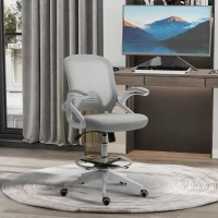 Vinsetto Height-Adjustable Tall Office Chair, Drafting Chair with Flip-Up Armrest, Footrest Ring, Swivel Wheels, Light Grey(m-1)