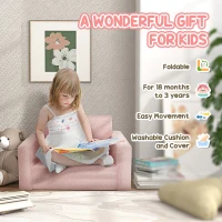 Qaba 2 in 1 Kids Fold Out Chair Convertible Sofa to Lounger w/ Washable Cover for Boys and Girls, Pink(m-6)