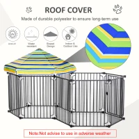 PawHut Heavy-Duty Metal Dog Playpen, Outdoor Pet Cage Kennel, Indoor Puppy Exercise Fence Barrier with Weather-Resistant Polyester Roof, Locking Door, 83"L x 48"W x 47"H(m-5)