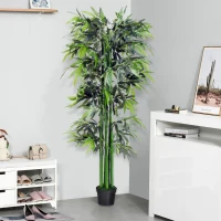 Outsunny 6FT Artificial Bamboo Tree Fake Decorative Plant with Nursery Pot for Indoor Décor(m-8)