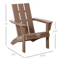 Outsunny Patio Adirondack Chair, Outdoor HDPE Fire Pit Chair, Weather Resistant Outdoor Chair with High-back, Patio Chair for Deck, Garden, Backyard, Brown(m-3)