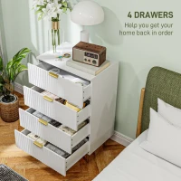 HOMCOM Modern Chest of Drawers 4 Drawer Dresser for Bedroom with Gold Legs and Handles, White(m-4)