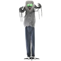 HOMCOM 6.9' Life Size Decoration Animatronic Skeleton Werewolf Outdoor Halloween, Sound and Motion Activated w/ Light Up Eyes(m-11)