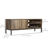 HOMCOM Retro TV Cabinet for TVs up to 50", TV Stand with Compartment and Adjustable Shelf, Media Console with Sliding Door for Living Room, Coffee(m-3)