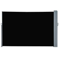 Outsunny Patio Retractable Double Side Awning, Folding Privacy French Screen Fence, Privacy Wall Corner Divider, Garden Outdoor Sun Shade Wind Screen, Indoor Room Divider, Black(m-11)