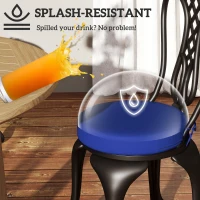 Outsunny Patio Chair Cushions Set of 4 Round Seat Cushions for Dining Bistro Chairs Machine Washable, 15" x 15" x 3", Navy Blue(m-7)