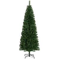 HOMCOM 6 FT Artificial Christmas Tree Pencil Xmas Tree with Stand, 618 Tips, Holiday Home Indoor Decoration for Party, Green(m-11)