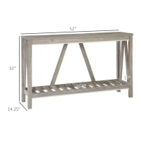 HOMCOM Console Table, Farmhouse Entryway Table with Storage Slatted Shelf, Rustic Sofa Table with Anti-Tipper for Living Room, Hallway, Gray(m-3)