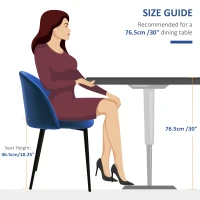 HOMCOM Set of 2 Mid-Back Dining Chair, Mid-Back Velvet-touch Upholstery Kitchen Chair for Living Room Dining Room, Dark Blue(m-7)