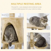 PawHut 37.8” Cat Activity Tree Tower Center Scratching Pet Furniture Brown(m-6)