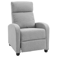 HOMCOM Fabric Recliner Manual Home Theater Seating Single Linen-Touch Sofa Armchair for Living Room, Light Grey(m-11)