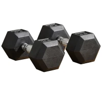 Soozier Rubber Dumbbells Weight Set, Total 50lbs, 25lbs Each, Dumbbell Hand Weight for Body Fitness Training for Home Office Gym, Black(m-11)