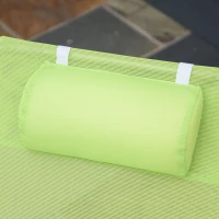 Outsunny Folding Chaise Lounge Pool Chairs, Outdoor Sun Tanning Chairs with Pillow, Reclining Back, Steel Frame & Breathable Mesh for Beach, Yard, Patio,  Green(m-9)