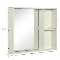 kleankin 31.5" x 25.5" Bathroom Medicine Cabinet with Mirror, Storage Shelf, Over Toilet Bathroom Cabinet Wall Mounted for Living Room and Laundry Room, White(m-3)