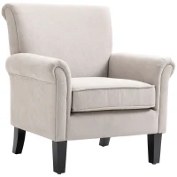 HOMCOM Upholstered Accent Chair, Single Armchair with Soft Velvet Touch Fabric, Rolled Armrest, Grey(m-2)
