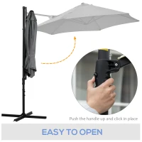 Outsunny 8.5FT Outdoor Cantilever Roma Parasol with 360° Rotation and Cross Base, Offset Patio Umbrella for Garden, Dark Grey(m-4)