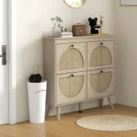 HOMCOM Shoe Cabinet for entryway, Shoe Storage Cabinet with 4 Flip Drawers and Adjustable Shelves for 20 Pairs of Shoes, Oak(m-8)