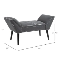 HOMCOM Modern Button Tufted Sitting Bench, Accent Fabric Upholstered Ottoman for Bedroom or Living Room, Charcoal Grey(m-3)
