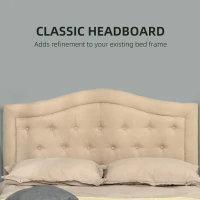 HOMCOM Upholstered Headboard, Button Tufted Bedhead Board, Home Bedroom Decoration for Full-Sized Beds, Beige(m-4)