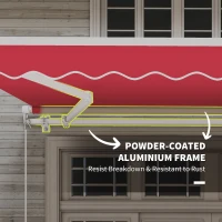 Outsunny 12' x 10' Retractable Awning Patio UV Resistant Fabric and Aluminum Frame for Deck, Balcony, Yard, Wine Red(m-6)