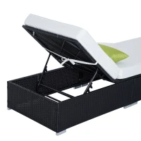 Outsunny Patio Wicker Lounger, Outdoor PE Rattan Single Chaise Lounge, Aluminum Frame Garden Furniture Sun Lounger Bed with Adjustable Recliner Backrest, Cream(m-9)