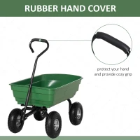 Outsunny Steel Garden Cart with Handle and 10" Pneumatic Tires, Utility Wagon Cart for Garden, Patio, Lawn, 551 lbs Capacity(m-5)