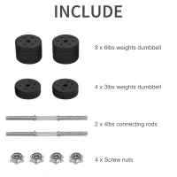 Soozier 66 lbs Adjustable Dumbbell Set for Upper & Lower Body Strength Training(m-9)