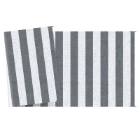 Outsunny Reversible Outdoor Rug, 9' x 18' Waterproof Plastic Straw Floor Mat, Portable RV Camping Carpet, Large Floor Mat for Backyard, Deck, Picnic, Beach, Gray & White Striped(m-1)