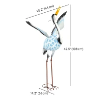Outsunny Flying Crane Garden Statue, 42.5" Standing Lawn Ornament, Steel Garden Decor Bird Statue with Stakes for Lawn Patio Backyard Decoration, Mixed Colour(m-3)