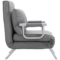 HOMCOM Single Person Folding 5 Position Convertible Sofa Bed Sleeper Chair Chaise Lounge Couch w/Pillow & Steel Frame for Home office, Light Grey(m-9)